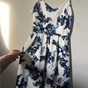 Floral Blue and White Dress